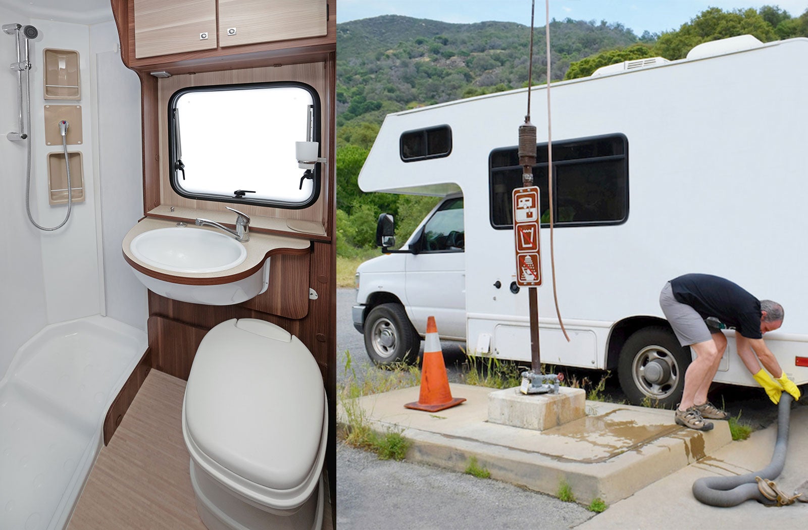 Portable RV/camper toilet and holding tank setup in Glens Falls, New York